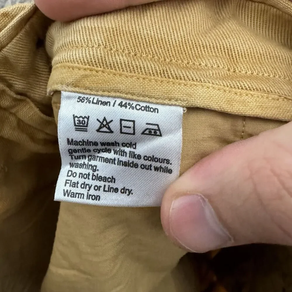 Spier & Mackay Pants‎ Mens 28 Khaki Slim Fit Linen Blend Flat Front Chinos